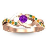 Amethyst Fashion Ring In 14K Rose Gold With Emerald And Citrine – Vistap Simple Ring