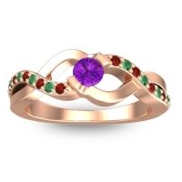 Amethyst Fashion Ring In 14K Rose Gold With Garnet And Emerald – Vistap Simple Ring