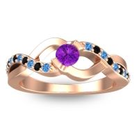Amethyst Fashion Ring In 18K Rose Gold With Swiss Blue Topaz And Black Onyx – Vistap Simple Ring