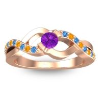 Amethyst Fashion Ring In 18K Rose Gold With Swiss Blue Topaz And Citrine – Vistap Simple Ring