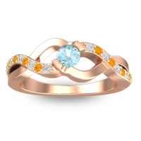 Aquamarine Fashion Ring In 14K Rose Gold With Diamond And Citrine – Vistap Simple Ring