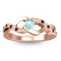Aquamarine Fashion Ring In 14K Rose Gold With Diamond And Garnet – Vistap Simple Ring