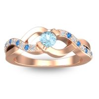 Aquamarine Fashion Ring In 14K Rose Gold With Diamond And Swiss Blue Topaz – Vistap Simple Ring