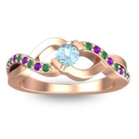 Aquamarine Fashion Ring In 14K Rose Gold With Emerald And Amethyst – Vistap Simple Ring