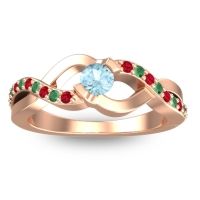 Aquamarine Fashion Ring In 14K Rose Gold With Ruby And Emerald – Vistap Simple Ring
