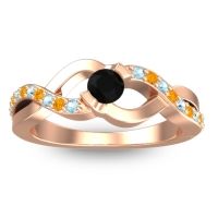 Black Onyx Fashion Ring In 18K Rose Gold With Aquamarine And Citrine – Vistap Simple Ring