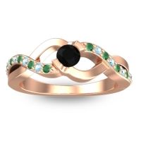 Black Onyx Fashion Ring In 14K Rose Gold With Emerald And Aquamarine – Vistap Simple Ring