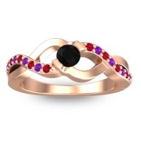 Black Onyx Fashion Ring In 18K Rose Gold With Ruby And Amethyst – Vistap Simple Ring