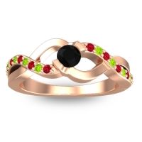 Black Onyx Fashion Ring In 18K Rose Gold With Ruby And Peridot – Vistap Simple Ring