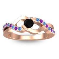 Black Onyx Fashion Ring In 18K Rose Gold With Swiss Blue Topaz And Amethyst – Vistap Simple Ring