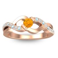 Citrine Fashion Ring In 14K Rose Gold With Aquamarine And Diamond – Vistap Simple Ring