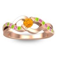 Citrine Fashion Ring In 18K Rose Gold With Peridot And Pink Tourmaline – Vistap Simple Ring