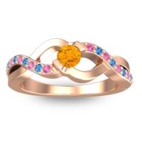 Citrine Fashion Ring In 18K Rose Gold With Pink Tourmaline And Swiss Blue Topaz – Vistap Simple Ring