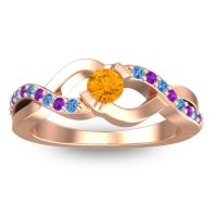 Citrine Fashion Ring In 18K Rose Gold With Swiss Blue Topaz And Amethyst – Vistap Simple Ring