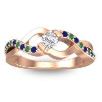 Lab Diamond Fashion Ring In 14K Rose Gold With Blue Sapphire And Emerald – Vistap Simple Ring