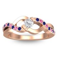 Lab Diamond Fashion Ring In 14K Rose Gold With Blue Sapphire And Pink Tourmaline – Vistap Simple Ring