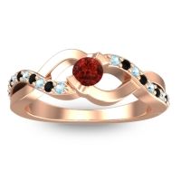 Garnet Fashion Ring In 18K Rose Gold With Aquamarine And Black Onyx – Vistap Simple Ring