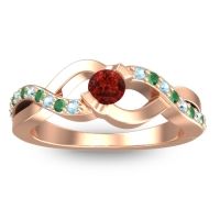 Garnet Fashion Ring In 14K Rose Gold With Aquamarine And Emerald – Vistap Simple Ring