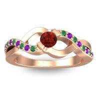 Garnet Fashion Ring In 14K Rose Gold With Emerald And Amethyst – Vistap Simple Ring