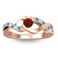 Garnet Fashion Ring In 18K Rose Gold With Swiss Blue Topaz And Aquamarine – Vistap Simple Ring