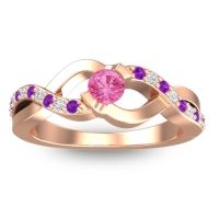 Pink Tourmaline Fashion Ring In 14K Rose Gold With Amethyst And Diamond – Vistap Simple Ring