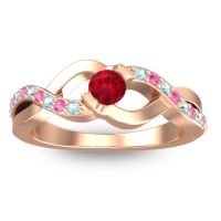 Ruby Fashion Ring In 14K Rose Gold With Aquamarine And Pink Tourmaline – Vistap Simple Ring