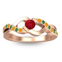 Ruby Fashion Ring In 14K Rose Gold With Citrine And Emerald – Vistap Simple Ring