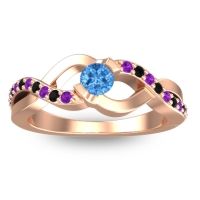 Swiss Blue Topaz Fashion Ring In 18K Rose Gold With Amethyst And Black Onyx – Vistap Simple Ring