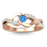 Swiss Blue Topaz Fashion Ring In 14K Rose Gold With Aquamarine And Diamond – Vistap Simple Ring