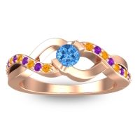 Swiss Blue Topaz Fashion Ring In 18K Rose Gold With Citrine And Amethyst – Vistap Simple Ring