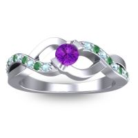 Amethyst Fashion Ring In 14k White Gold With Aquamarine And Emerald – Vistap Simple Ring