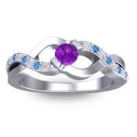 Amethyst Fashion Ring In 14k White Gold With Diamond And Swiss Blue Topaz – Vistap Simple Ring
