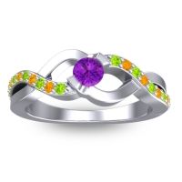 Amethyst Fashion Ring In 18k White Gold With Peridot And Citrine – Vistap Simple Ring