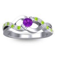Amethyst Fashion Ring In 18k White Gold With Peridot And Diamond – Vistap Simple Ring