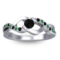 Black Onyx Fashion Ring In 14k White Gold With Emerald – Vistap Simple Ring