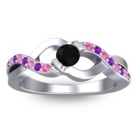Black Onyx Fashion Ring In 18k White Gold With Pink Tourmaline And Amethyst – Vistap Simple Ring