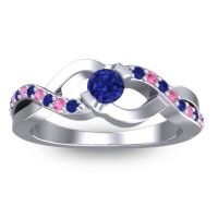 Blue Sapphire Fashion Ring In 14k White Gold With Pink Tourmaline – Vistap Simple Ring