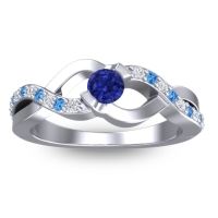 Blue Sapphire Fashion Ring In 14k White Gold With Diamond And Swiss Blue Topaz – Vistap Simple Ring
