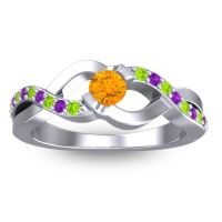 Citrine Fashion Ring In 18k White Gold With Peridot And Amethyst – Vistap Simple Ring