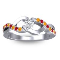 Lab Diamond Fashion Ring In 14k White Gold With Citrine And Ruby – Vistap Simple Ring