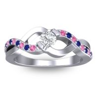 Lab Diamond Fashion Ring In 14k White Gold With Pink Tourmaline And Blue Sapphire – Vistap Simple Ring