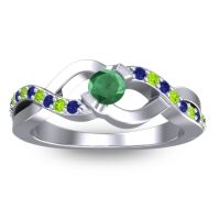 Emerald Fashion Ring In 14k White Gold With Blue Sapphire And Peridot – Vistap Simple Ring