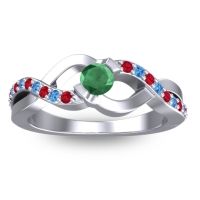 Emerald Fashion Ring In 14k White Gold With Ruby And Swiss Blue Topaz – Vistap Simple Ring