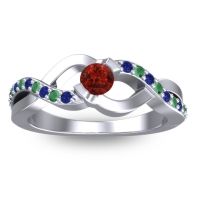 Garnet Fashion Ring In 14k White Gold With Blue Sapphire And Emerald – Vistap Simple Ring