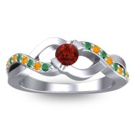 Garnet Fashion Ring In 14k White Gold With Emerald And Citrine – Vistap Simple Ring