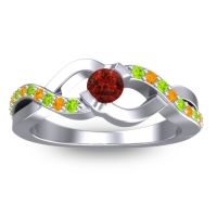 Garnet Fashion Ring In 18k White Gold With Peridot And Citrine – Vistap Simple Ring