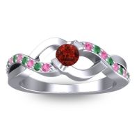 Garnet Fashion Ring In 14k White Gold With Pink Tourmaline And Emerald – Vistap Simple Ring