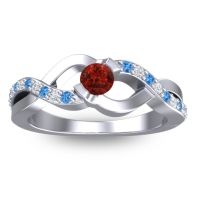 Garnet Fashion Ring In 18k White Gold With Swiss Blue Topaz And Diamond – Vistap Simple Ring