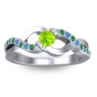Peridot Fashion Ring In 14k White Gold With Emerald And Swiss Blue Topaz – Vistap Simple Ring