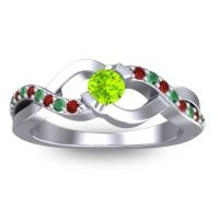 Peridot Fashion Ring In 14k White Gold With Garnet And Emerald – Vistap Simple Ring